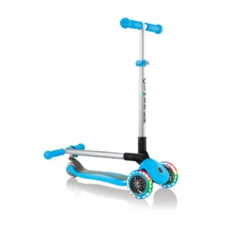 Globber Primo Foldable Lights Scooter – Sky Blue