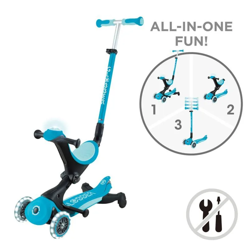Globber Go Up Deluxe Lights 3-in-1 Scooter – Teal